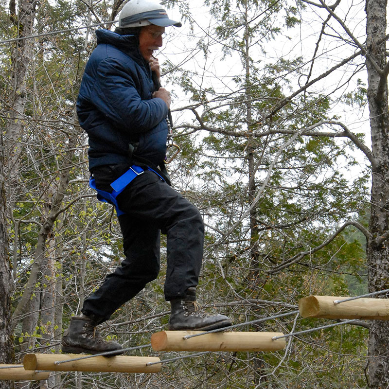 Ropes bridge in the Adirondacks.